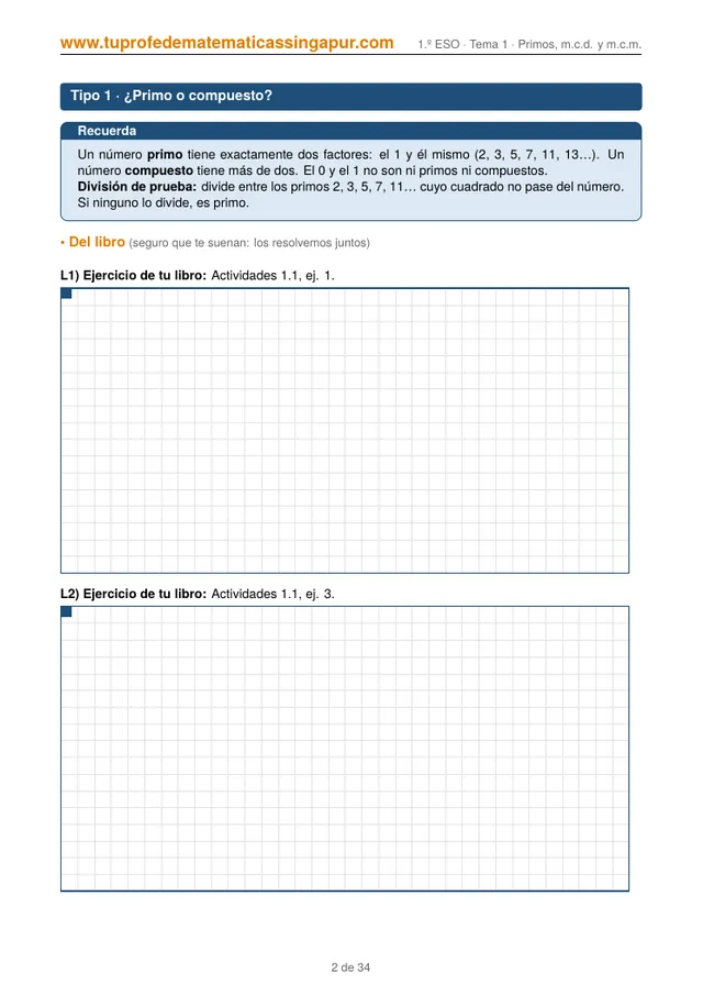 Página con el recuadro Recuerda y dos ejercicios de su libro